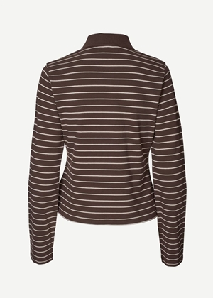 Samia ls polo 15888 Coffee Brown Stripe Samsøe